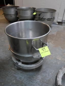 stainless 40 qt mixing bowl on dolly