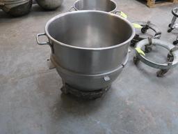 stainless 80 qt mixing bowl on dolly
