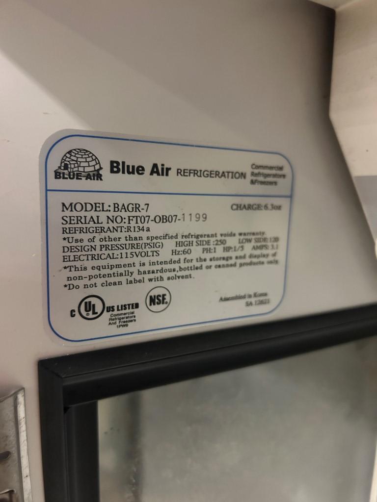 Blue Air Countertop Glass Door Cooler