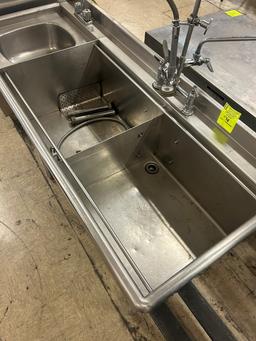 Stainless Steel Two Comapartment Sink W/ Side Hand Sink