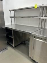 FS Fab Co 5ft Stainless Steel Table On Casters W/ Storage And Overshelf