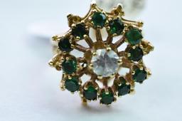 14 KT GOLD DIAMOND EMERALD RING 5.3 GTW, $395.00 RETAIL VALUE ,SIZE 5 1/4