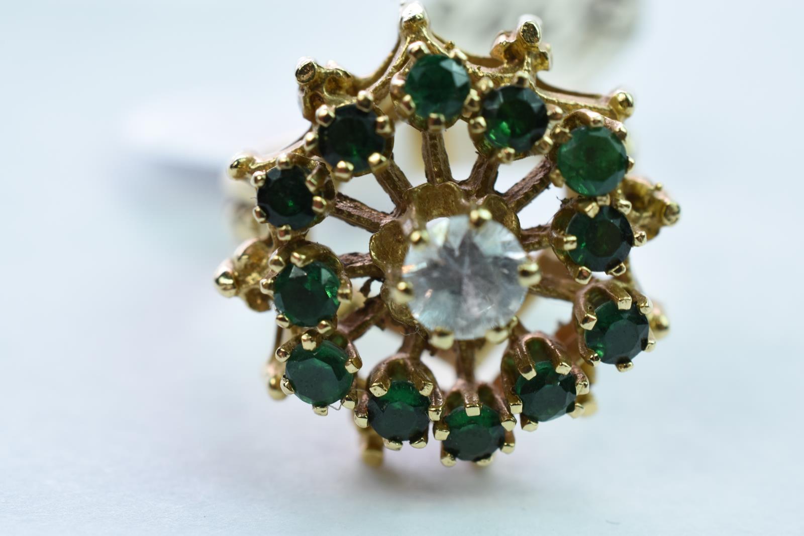 14 KT GOLD DIAMOND EMERALD RING 5.3 GTW, $395.00 RETAIL VALUE ,SIZE 5 1/4