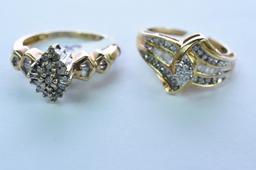 2 -10 KT GOLD & DIAMOND RINGS 7.2 GTW, $950.00 RETAIL VALUE, SIZE 7.