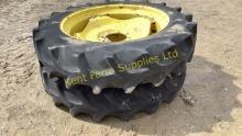 2 REAR TRACTOR TIRES WITH RIMS