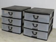pair 3 Drawer Plastic Cabinets (9 1/2" x 13" x 3" each)