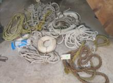 large assortment of new and used nylon dock lines and cords