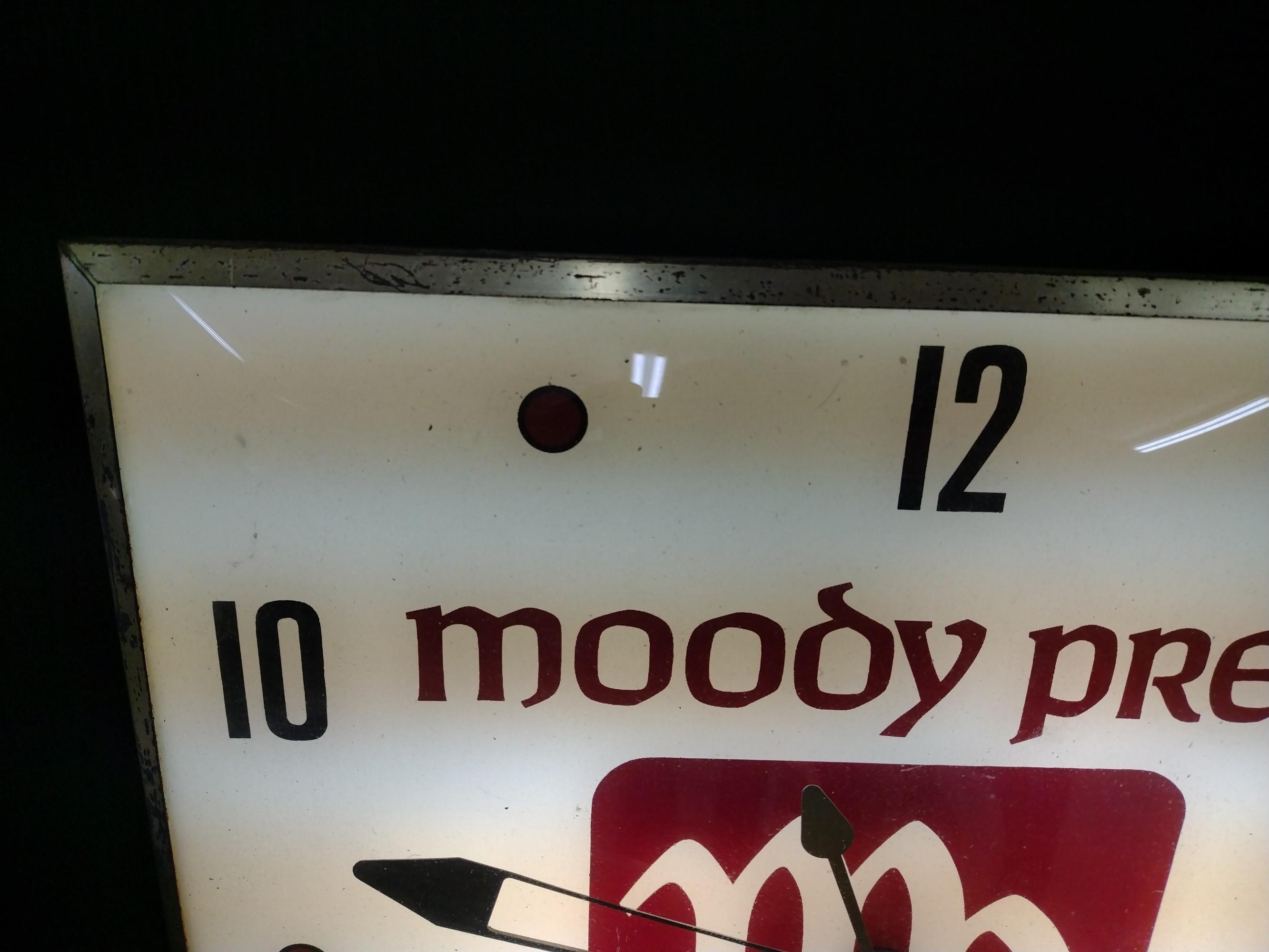 PAM Moody Press Lighted Advertising Clock