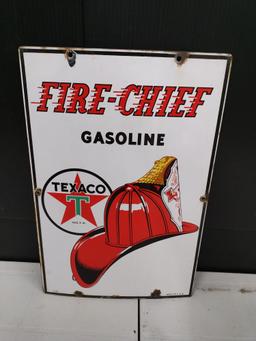 Four color single sided porcelain Texaco advertising sign.