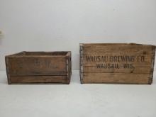 2 Wausau WI Brewing Wooden Crates