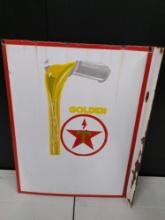 Three Color Porcelain Flanged Texaco Advertising Sign Double-Sided.