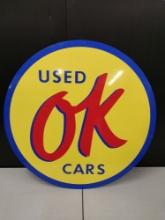 Newer Single-Sided Aluminum OK Used Cars Advertising Sign