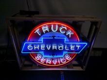 Neon Chevy Truck Service Advertising Sign.