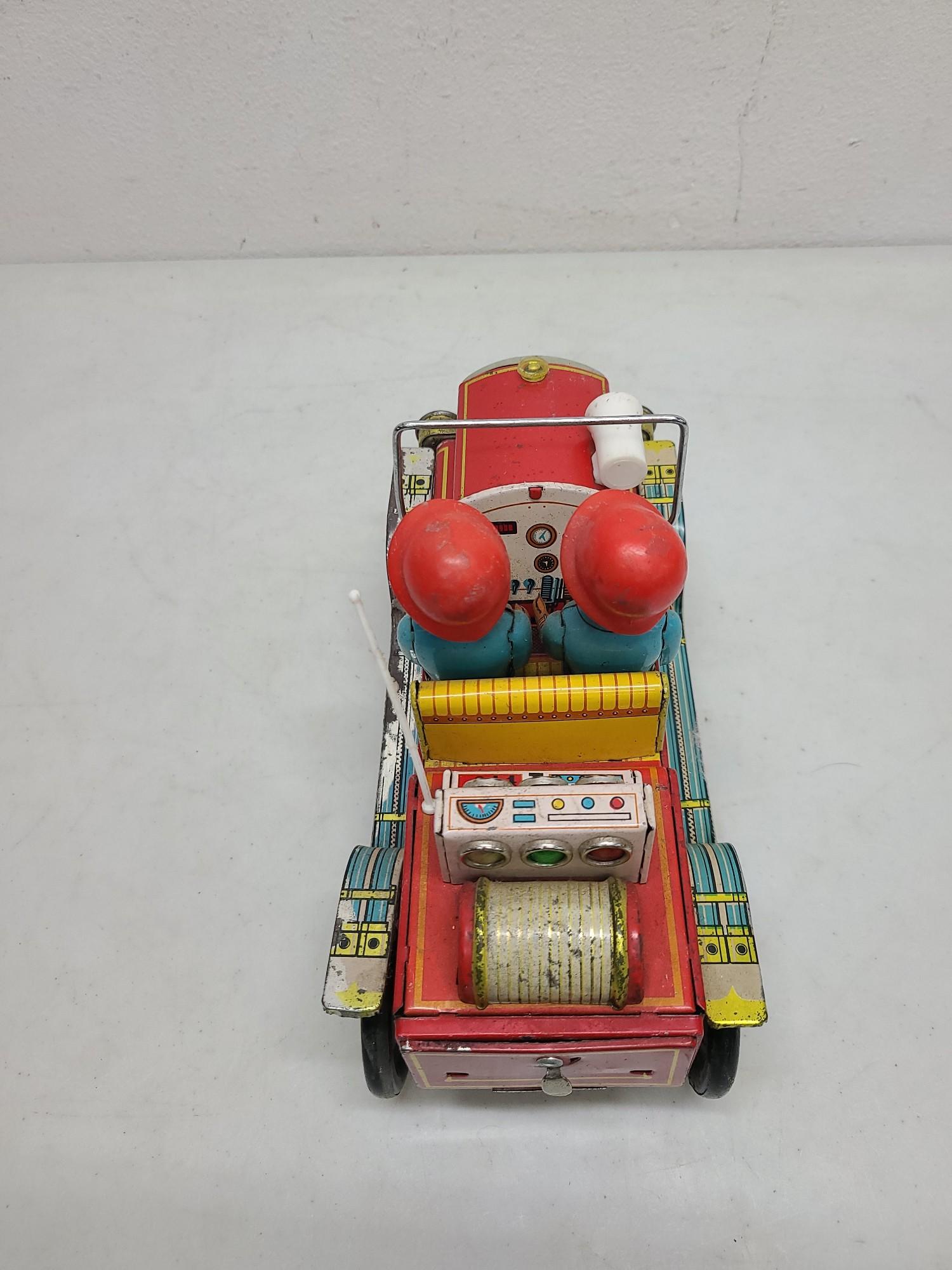 Vintage Fire Chief Battery Op Tin Toy