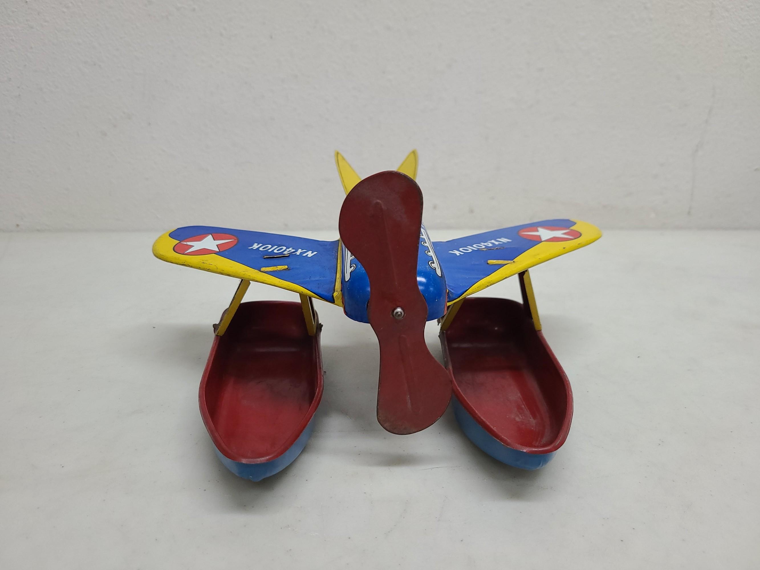Ohio Art Wind Up Sea Patrol Tin Toy Airplane