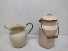 2 Vintage Enamelware Containers