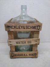 Hinckley and Schmitt 5 Gallon Glass Water jug and Crate