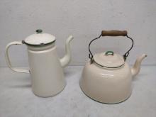 2 Enamelware Teapots