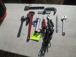 LOT-10 ASST. TOOLS-PIPE WRENCE/CRESCENT WRENCH/ELECTRICAL TESTER