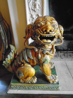 Pair of Antique Porcelain Foo dogs.
