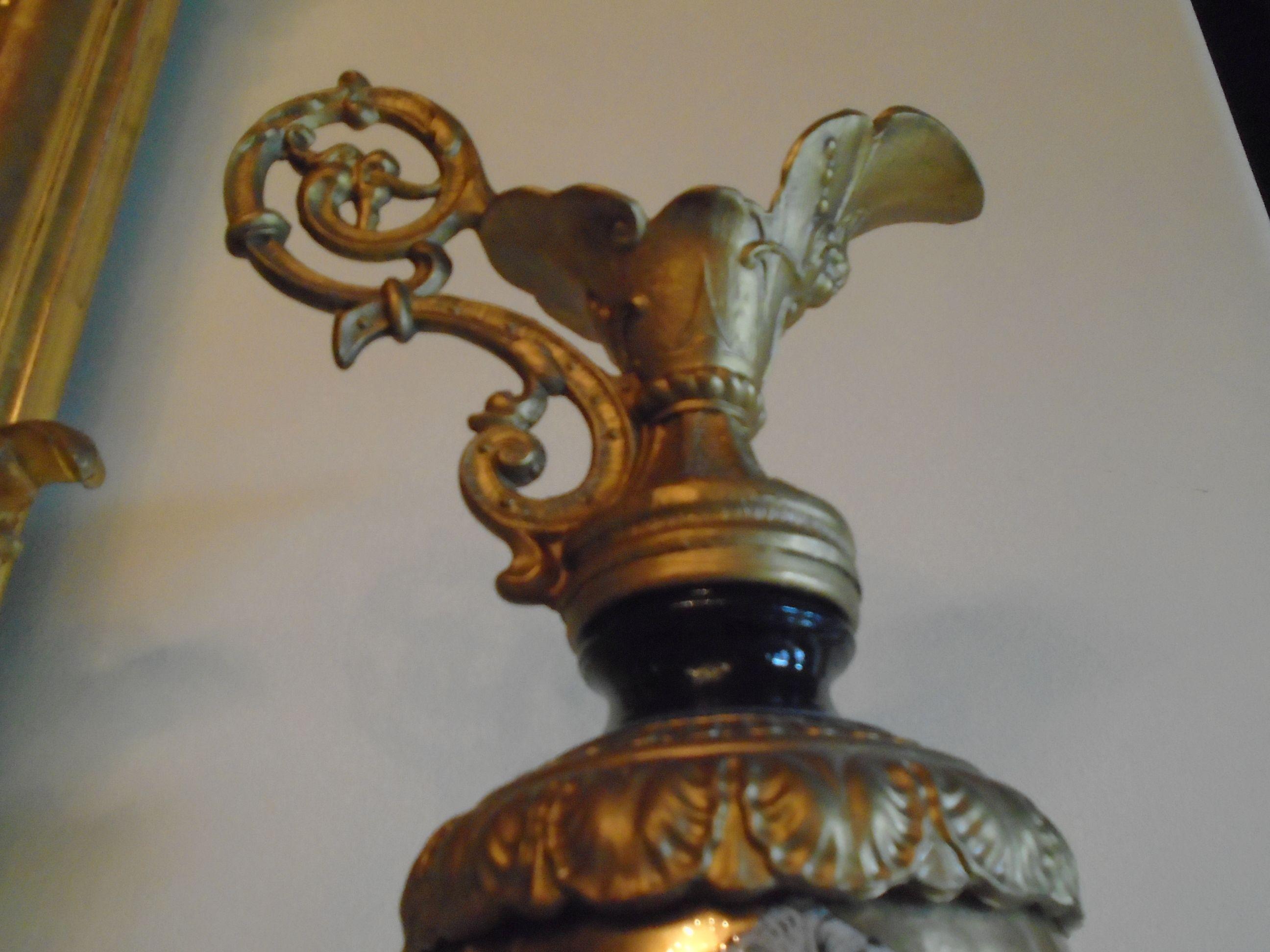 Antique Ewer Bronze & Porcelain decorative pitcher.