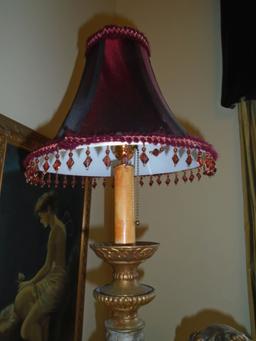 Large Italian wooden table lamp