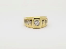 Mens Genuine Solid Yellow Gold Genuine Approx 1/2 Diamond Solitaire Ring