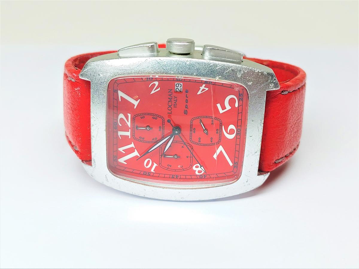 Mens LOCMAN Italy Red Chronograph Alunimum Watch