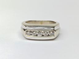 Mens 14k White Gold .75 TCW Diamond H Color: VS2 Wedding Ring Size 9.5