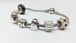 Womens Pandora Silver 925 with 7 Charm Ghost Pumpkin Bracelet