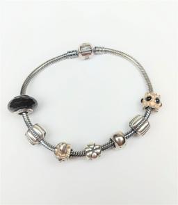 Womens Pandora Silver 925 with 7 Charm Ghost Pumpkin Bracelet