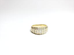 Womens 18k Yellow Gold Cluster 40 Diamonds SI Stones Ring