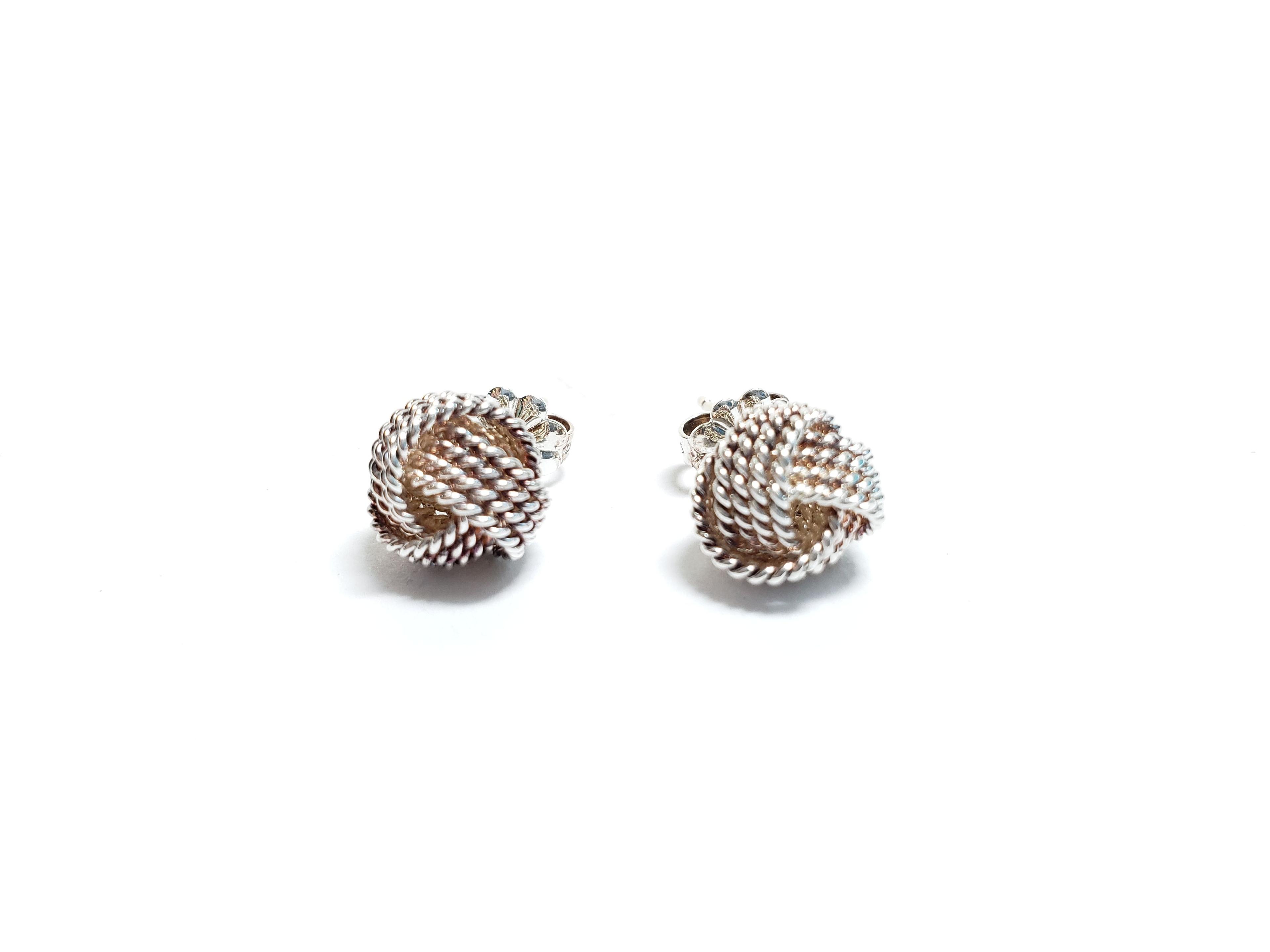 Authentic Tiffany & Co. Silver 925 Mesh Ball Earrings with Original Pouch