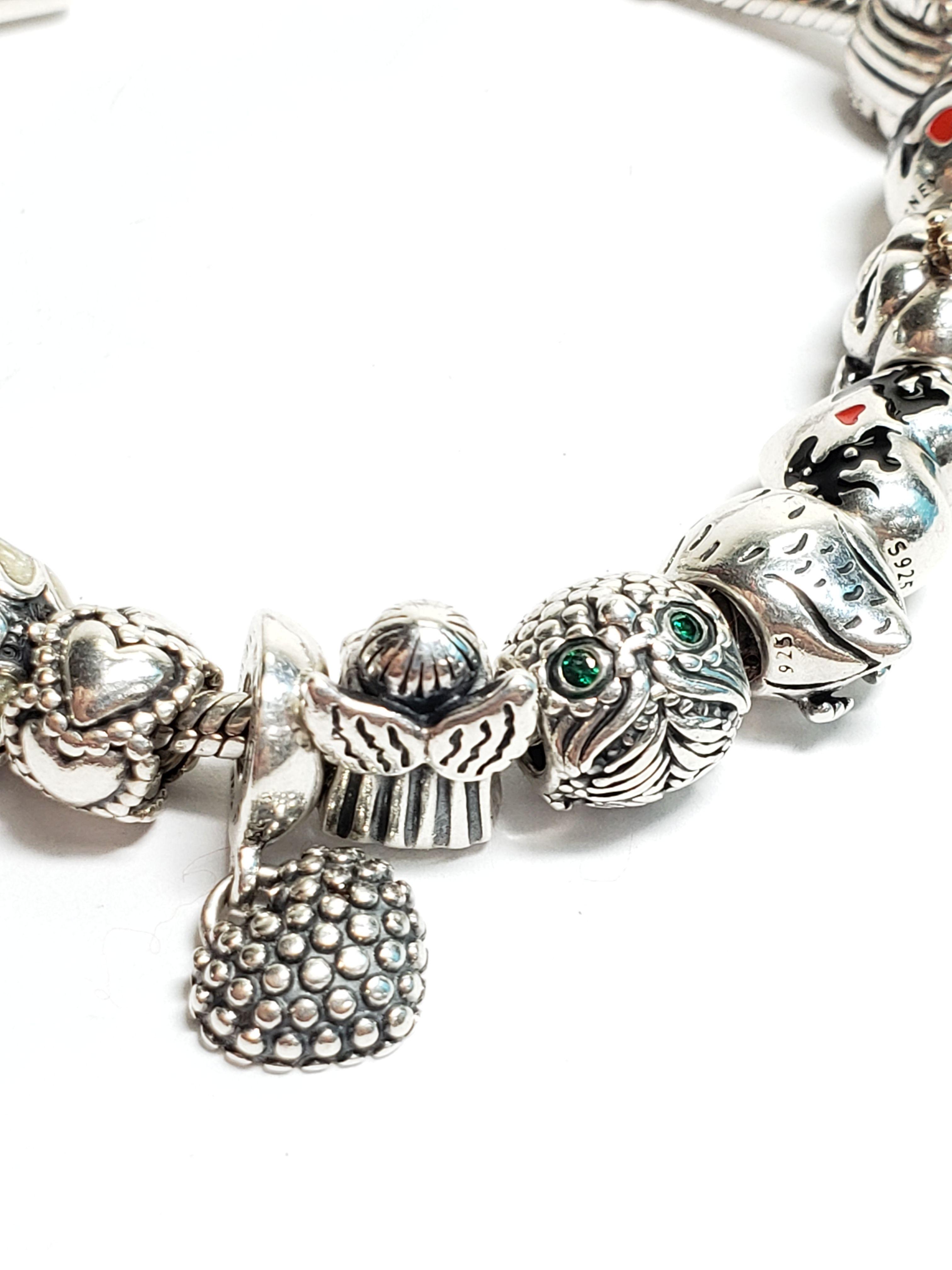 Original Pandora Disney Owl Silver 925 14k 19 Charm Bracelet