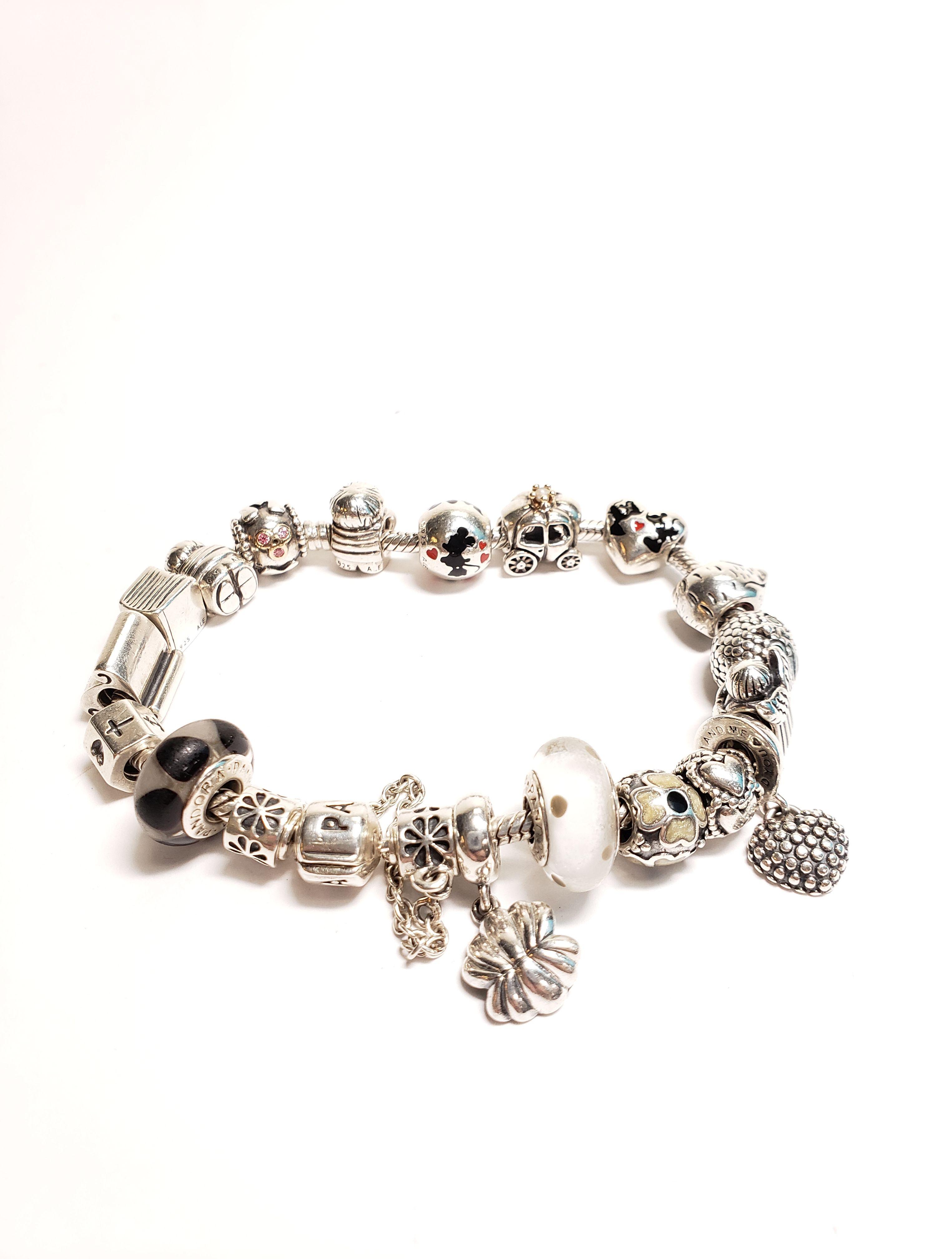 Original Pandora Disney Owl Silver 925 14k 19 Charm Bracelet