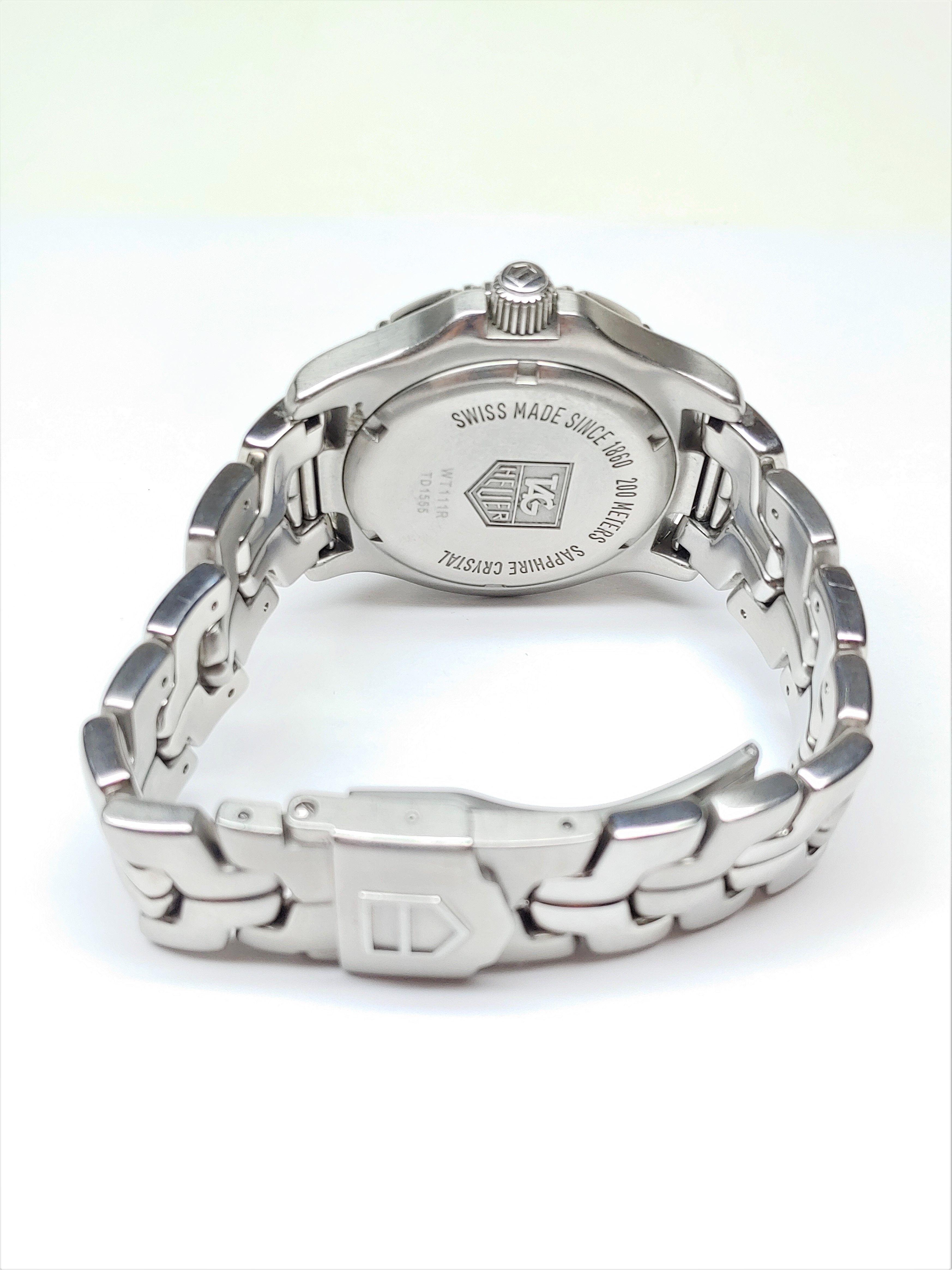 Mens Designer Tag Heuer Link Black Diamond Dial Stainless Steel 200 Meter Watch