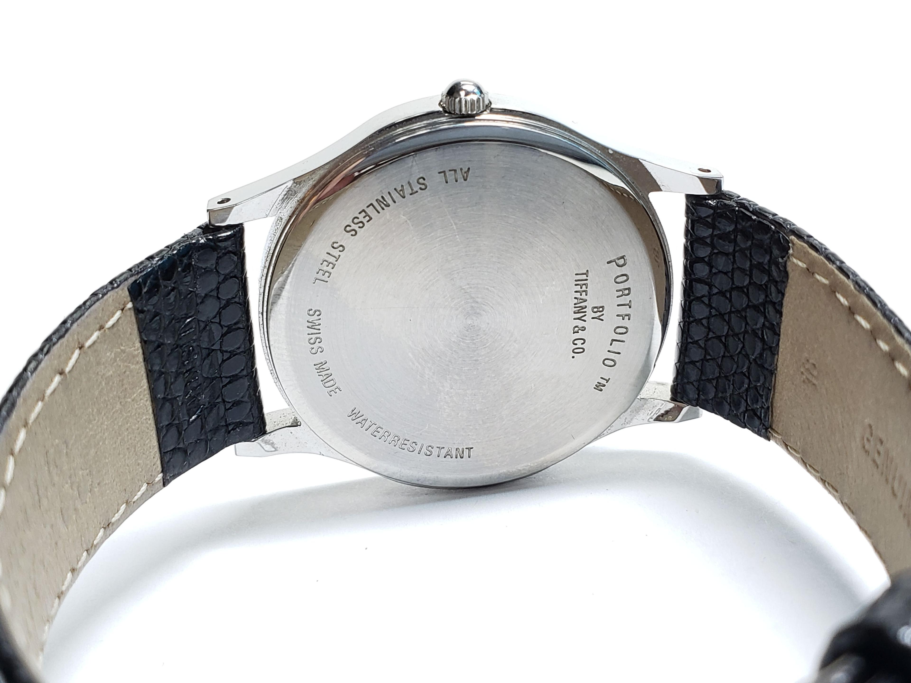 Stunning Tiffany & Co. Portfolio St. Steel Quartz Watch with Box