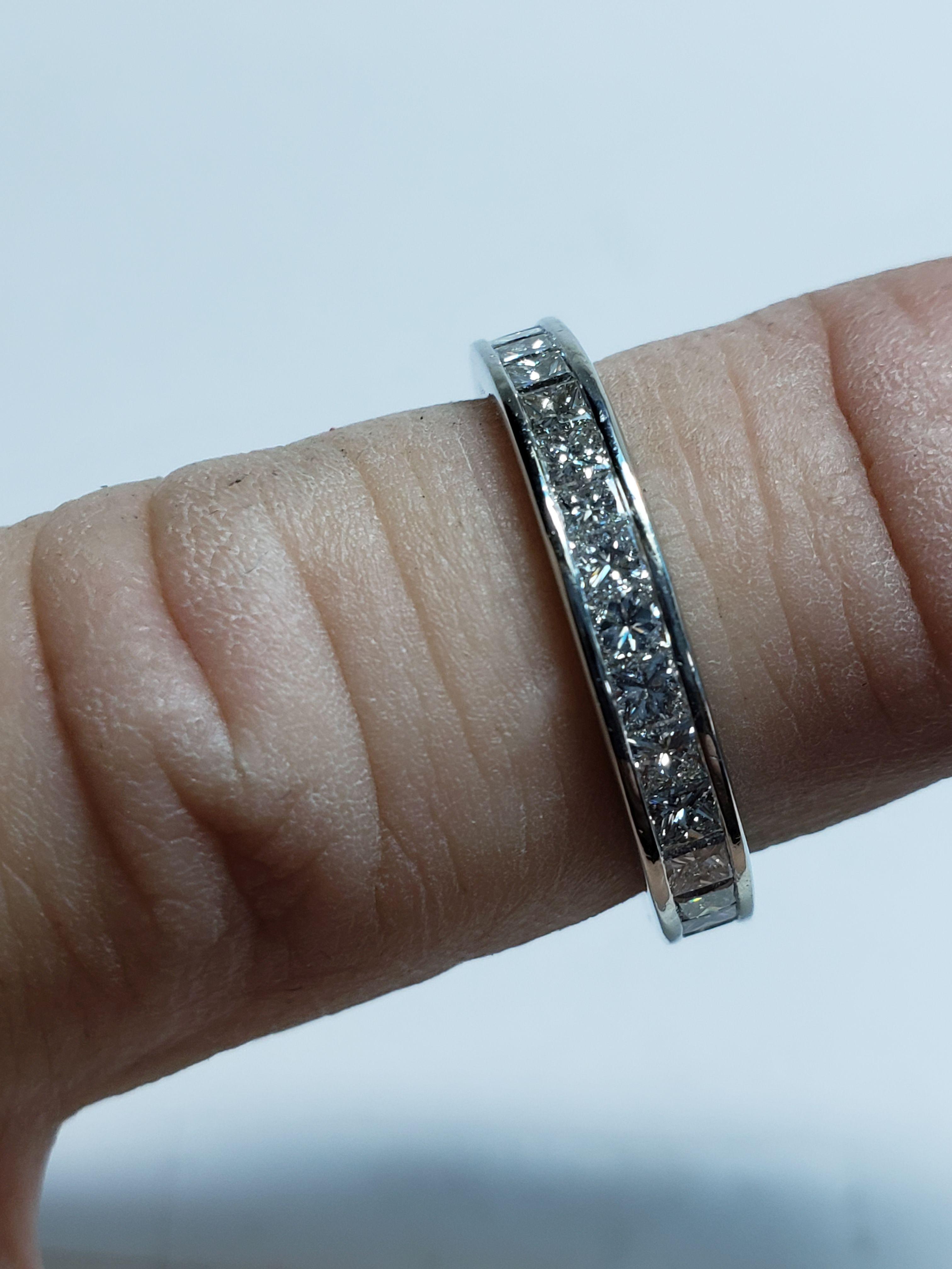 Platinum Diamond Eternity Genuine Diamond Ring Size 6 3/4 Ret. $4500.