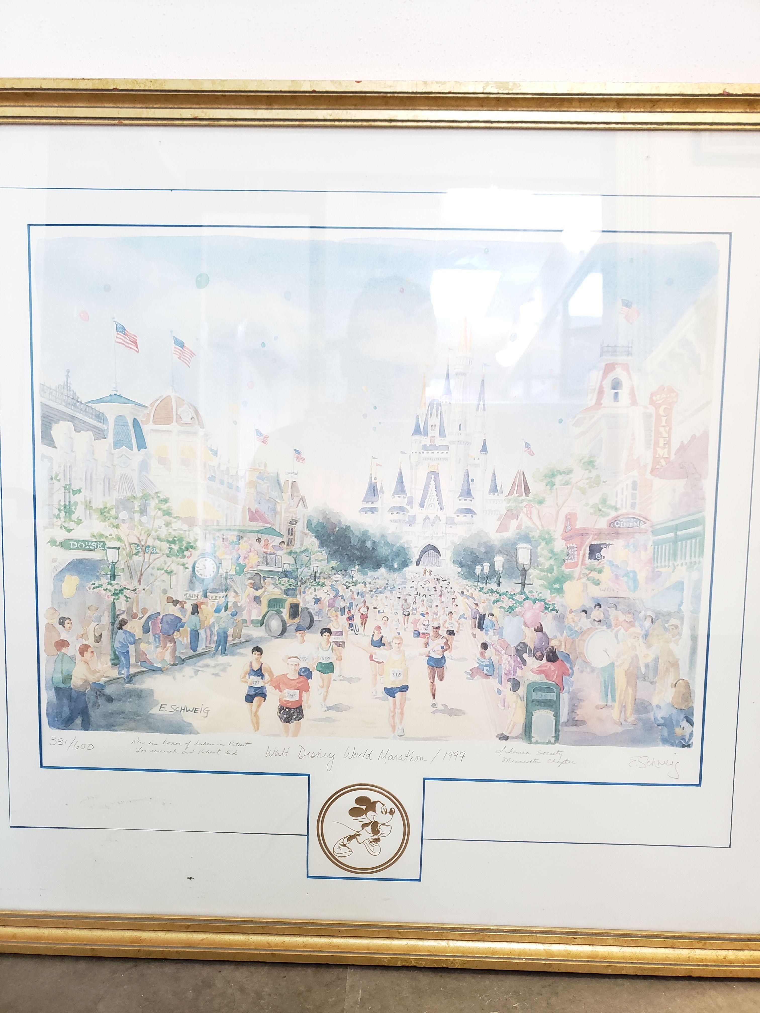 E.SCHWEIG 1997 Marathon Limited Edition Piece Walt Disney World 1997 Painting