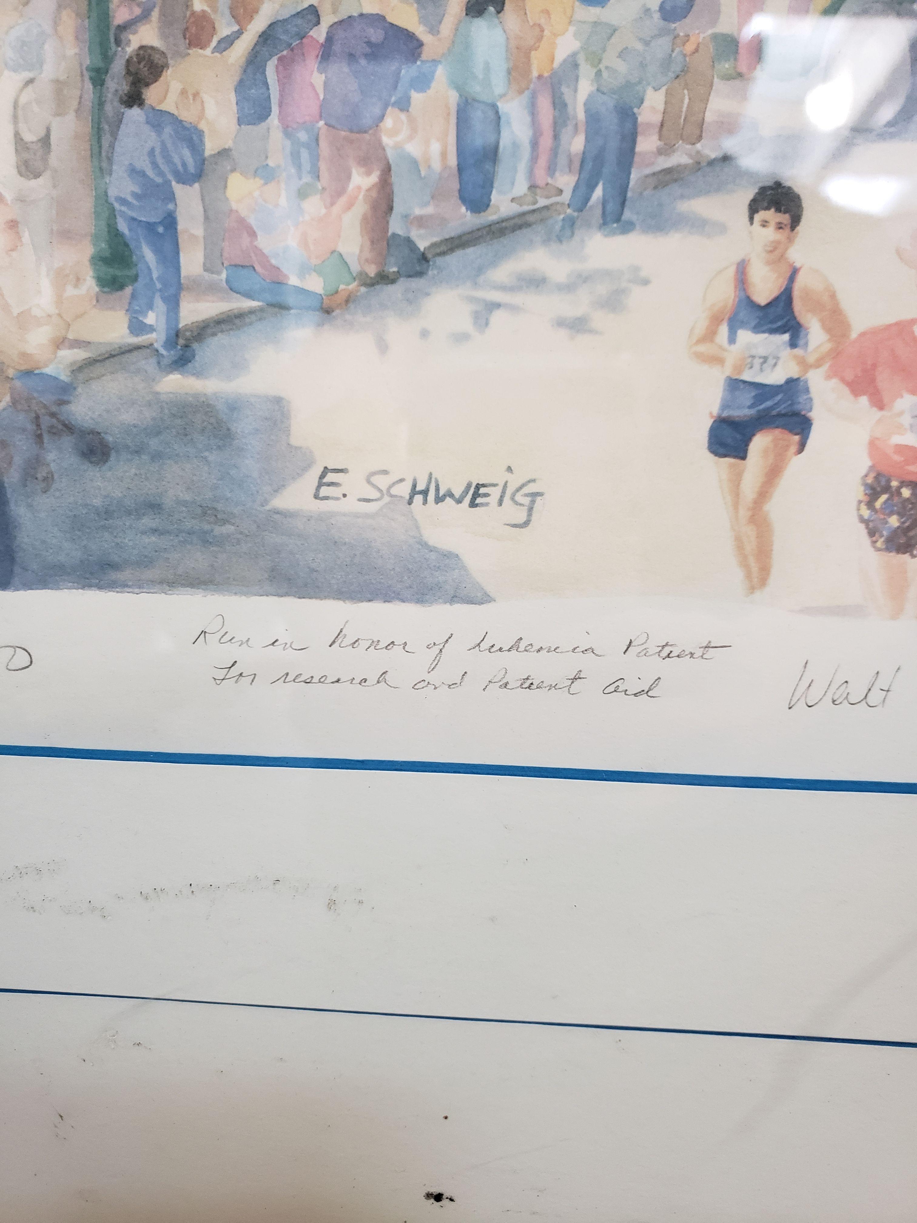 E.SCHWEIG 1997 Marathon Limited Edition Piece Walt Disney World 1997 Painting