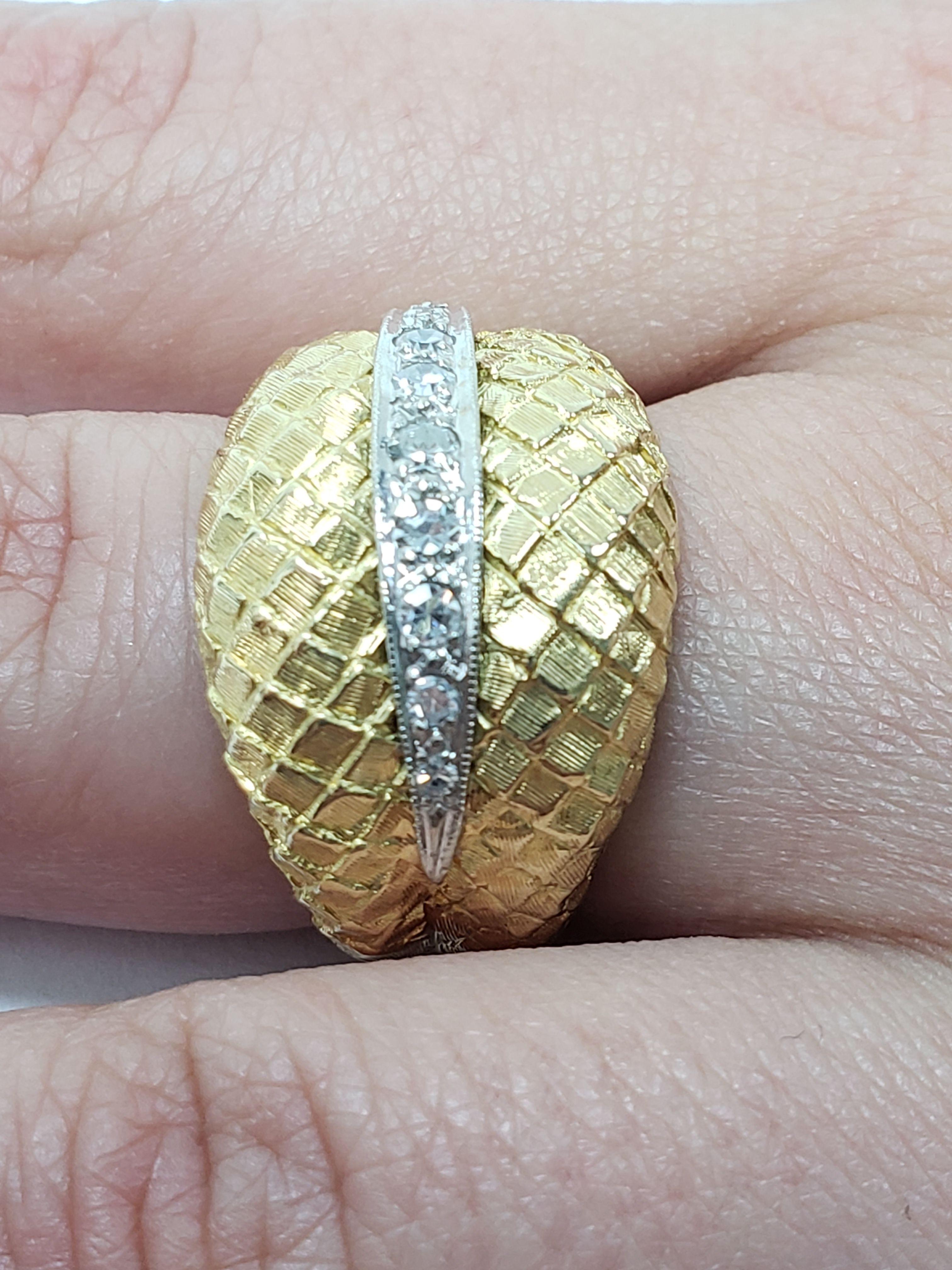Womens Designer Corletto 18k Yellow Gold Diamond Weave Ring Size 5