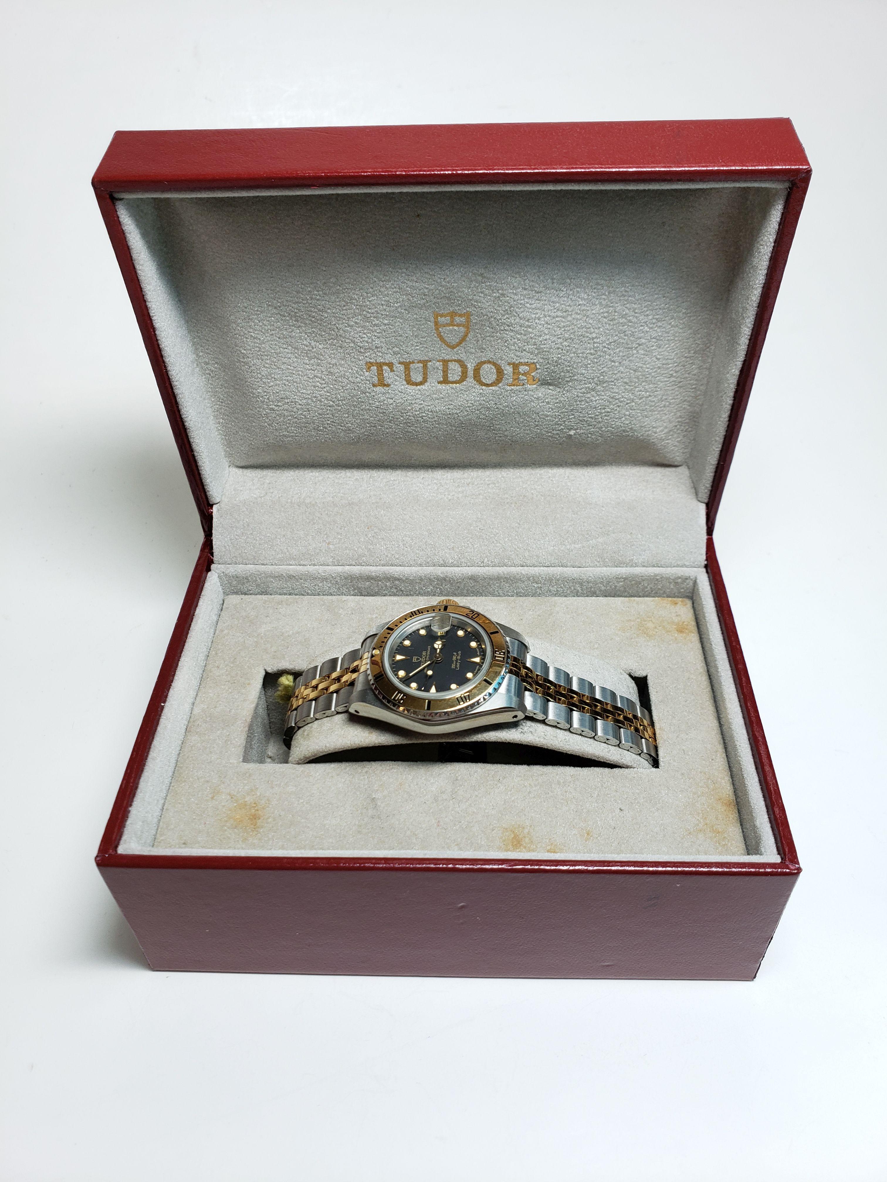 Womens Tudor Rolex Lady Submariner Two-Tone Watch with Box