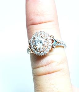 Womens Stunning 14k Rose Gold Cluster Diamond 1.50 TCW Ring