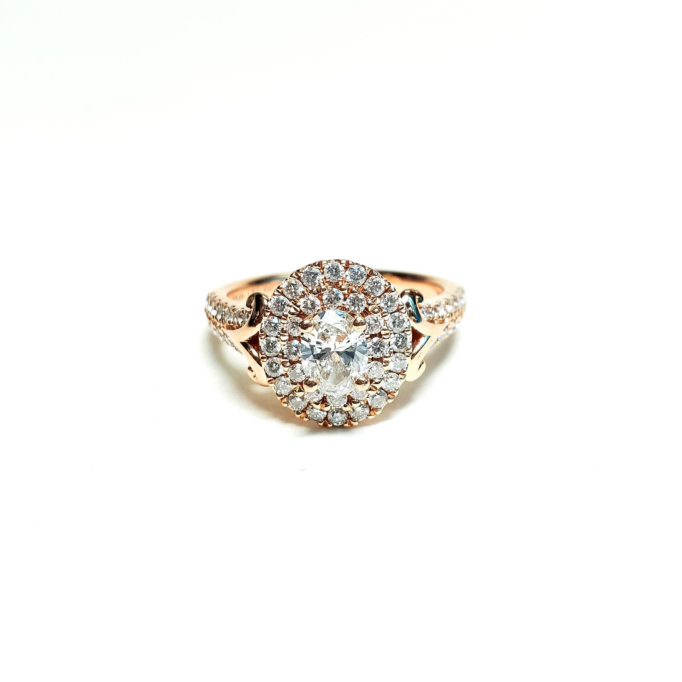Womens Stunning 14k Rose Gold Cluster Diamond 1.50 TCW Ring