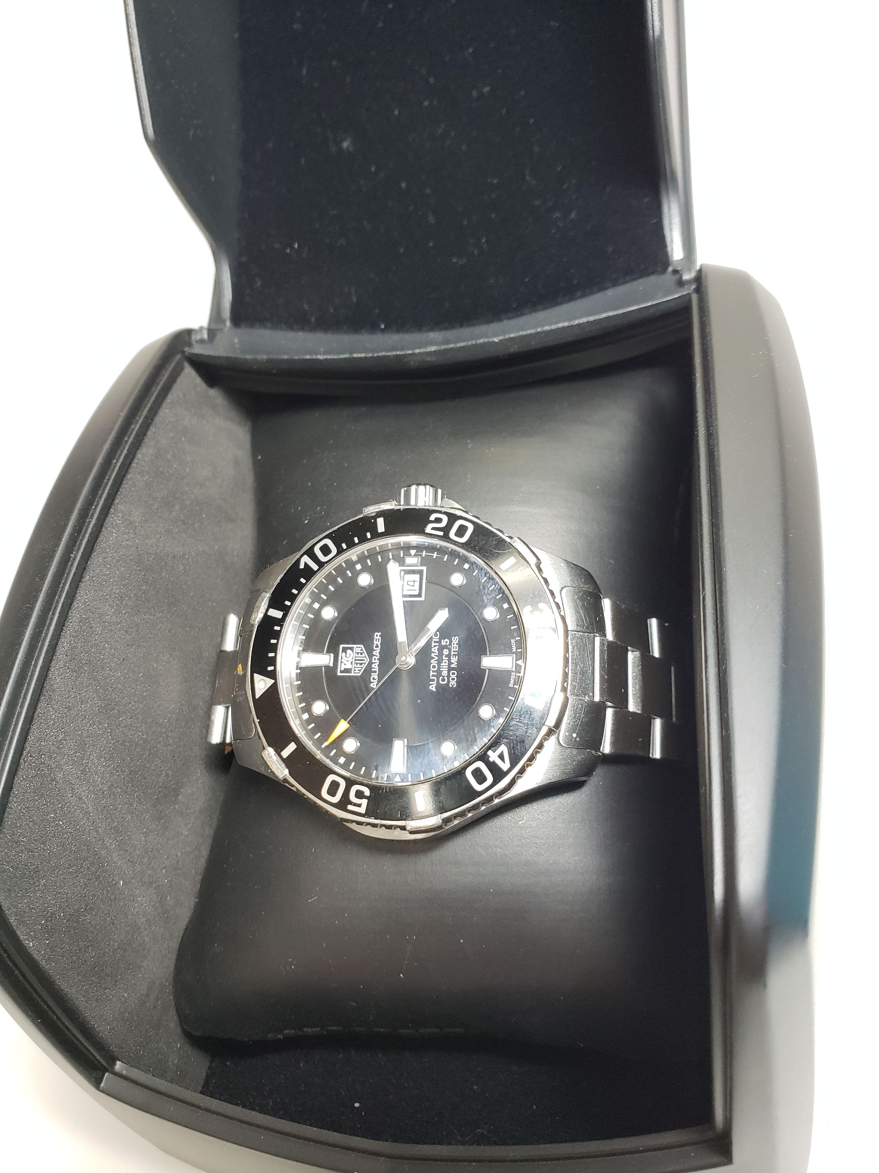 Mens Tag Heuer Automatic Calibre 5 Black Submariner St Steel Watch