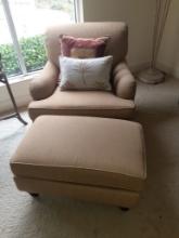 Tan Cloth Chair and ottoman by Lexington