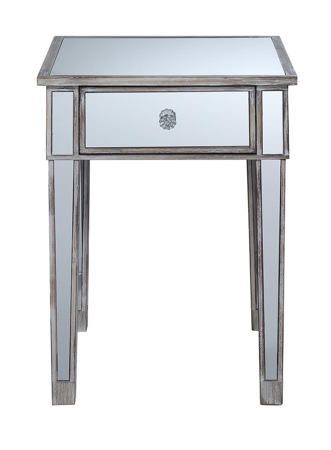Convenience Concepts Gold Coast Mirrored 1 Drawer End Table U12-181