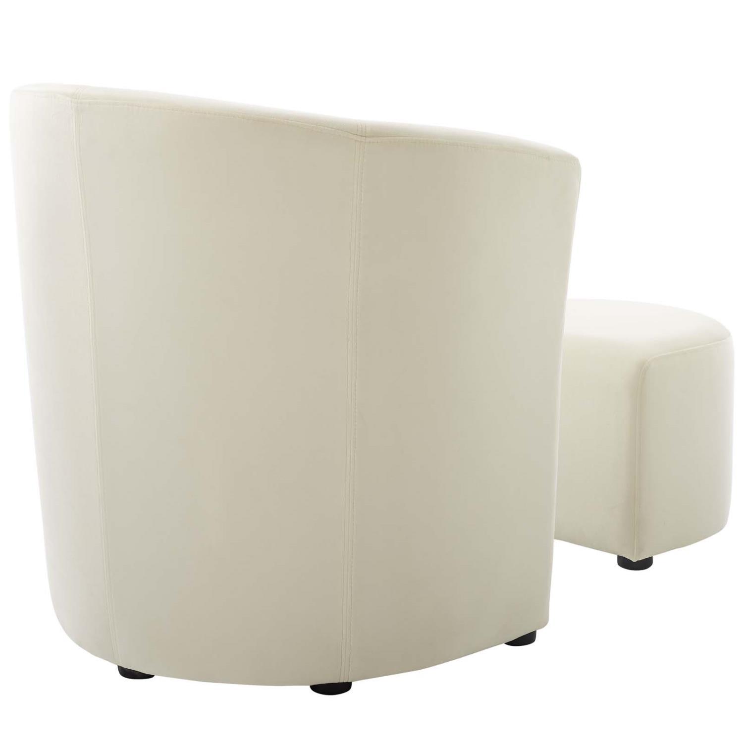 Modway Divulge Velvet Arm Chair And Ottoman Set With Ivory Finish EEI-3607-IVO