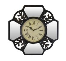 Three Star Metal And Mirror Wall Clock With Roman Numerals XK500