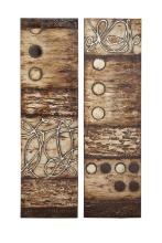 Pair of Painted Canvas Art Abstract Design Earthen Shades Accent Decor 55521
